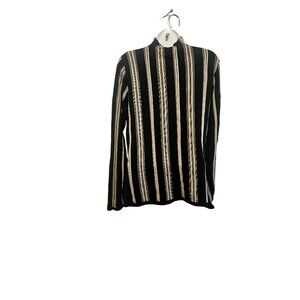 A' La Carte Long Sleeve Mockneck Sweater L Black/beige.